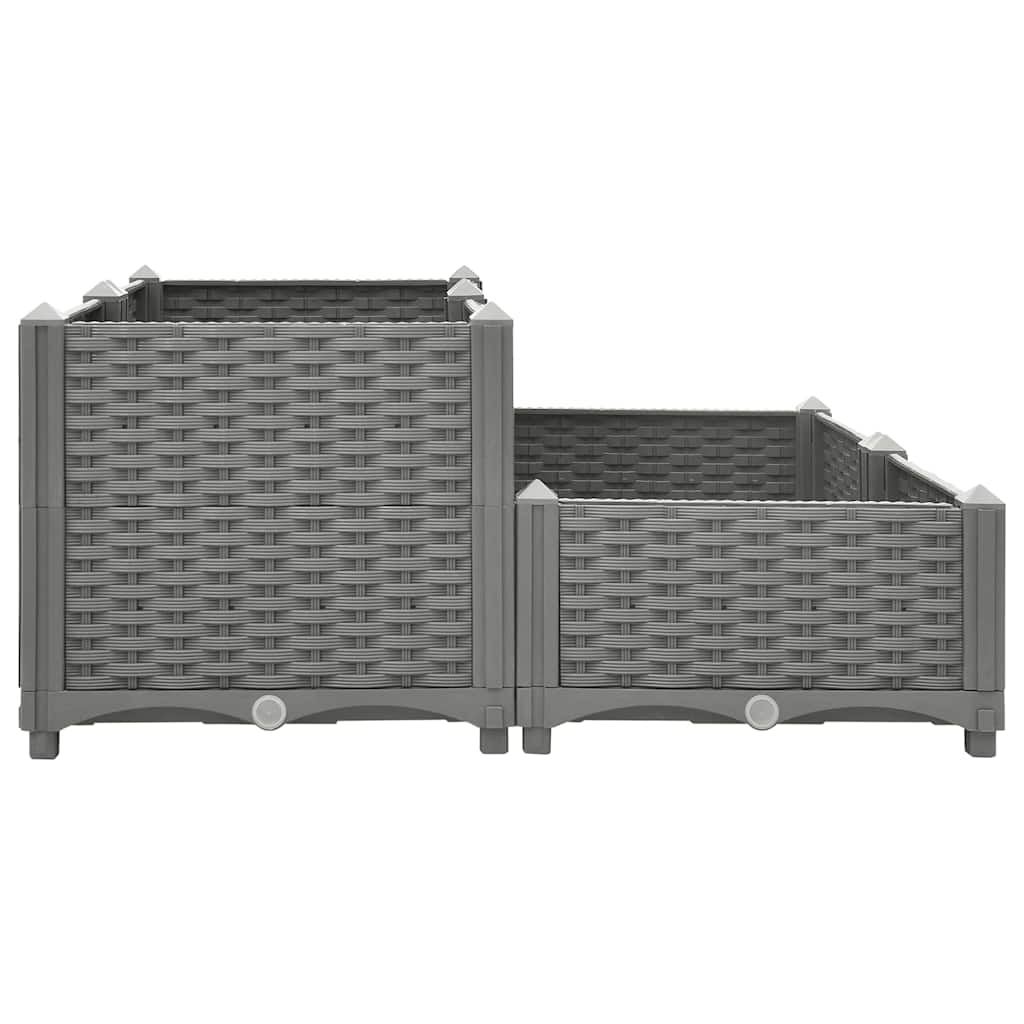 vidaXL Raised Planter, Polypropylene, 80x80x38 cm, Light Grey - Image 12 of 33