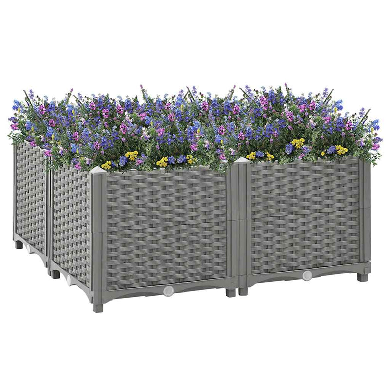 vidaXL Raised Planter, Polypropylene, 80x80x38 cm, Light Grey - Image 4 of 33