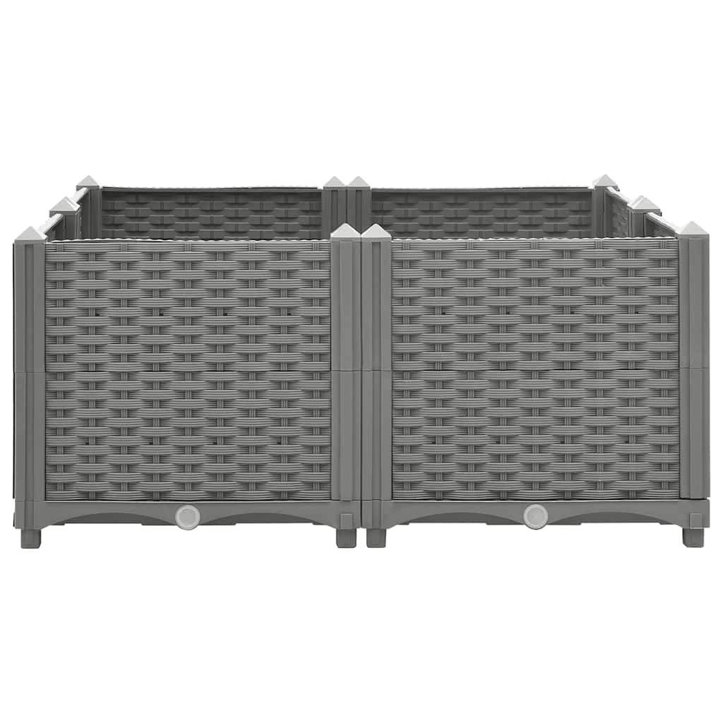 vidaXL Raised Planter, Polypropylene, 80x80x38 cm, Light Grey - Image 7 of 33