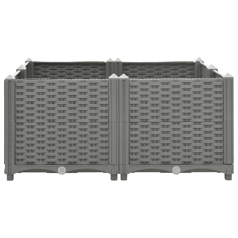vidaXL Raised Planter, Polypropylene, 80x80x38 cm, Light Grey - Image 7 of 33