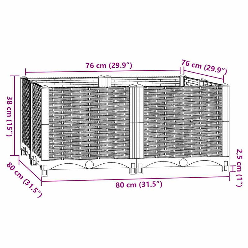 vidaXL Raised Planter, Polypropylene, 80x80x38 cm, Light Grey - Image 18 of 33
