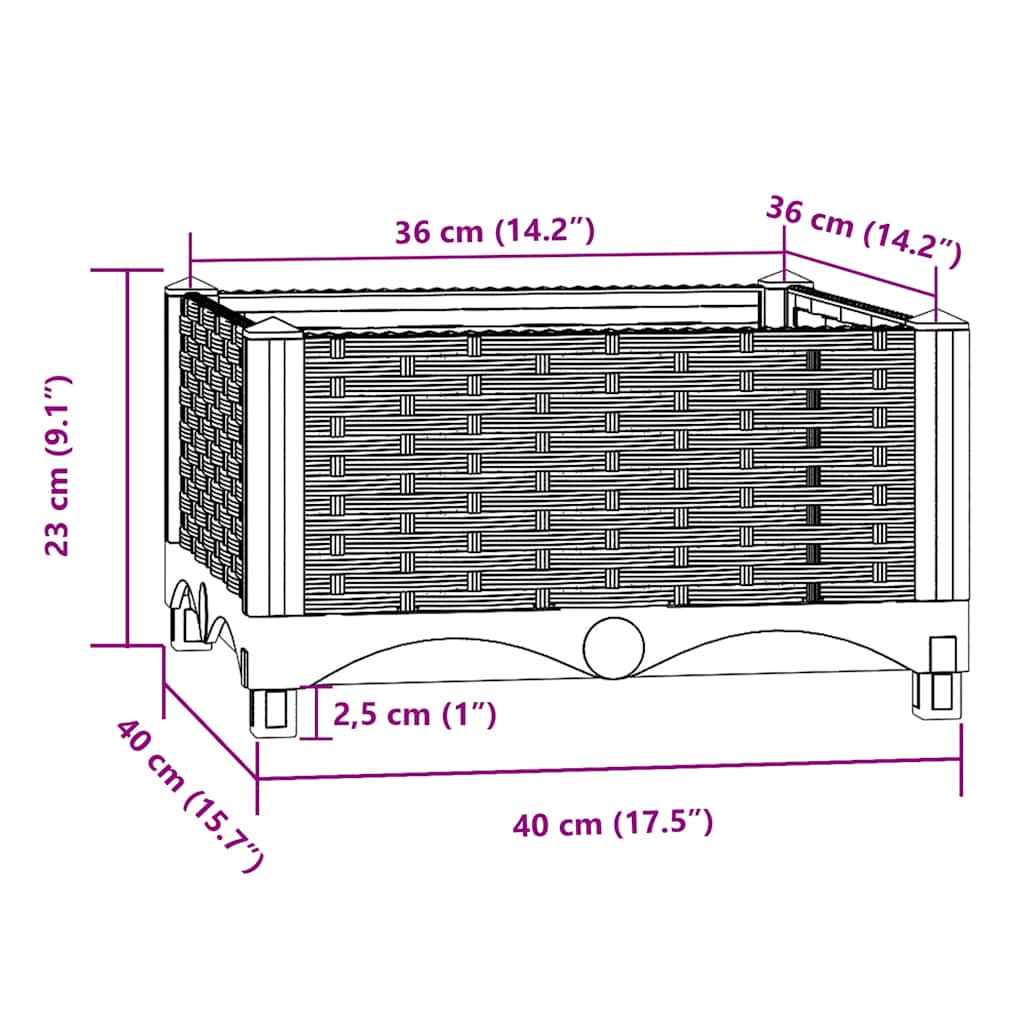 vidaXL Raised Planter, Polypropylene, 40x40x23 cm, Light Grey - Image 25 of 33