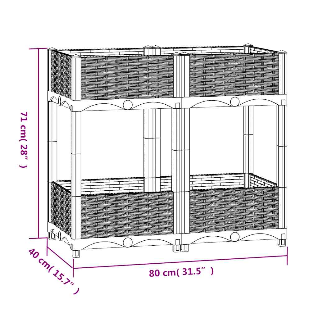 vidaXL Raised Planter, Polypropylene, 80x40x23 cm, Light Gray - Image 22 of 33