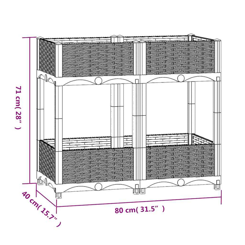 vidaXL Raised Planter, Polypropylene, 80x40x23 cm, Light Gray - Image 22 of 33