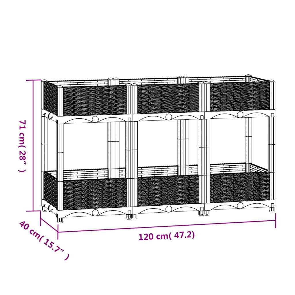 vidaXL Fioriera Rialzata 120x40x71 cm in Polipropilene - Image 34 of 44