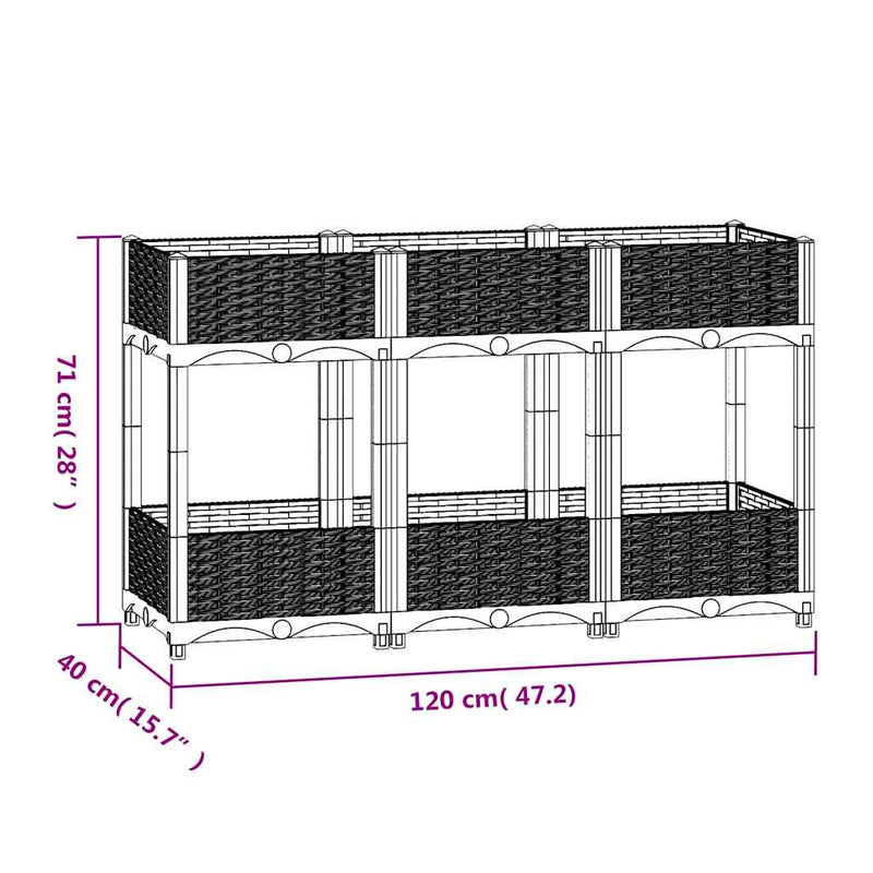 vidaXL Fioriera Rialzata 120x40x71 cm in Polipropilene - Image 34 of 44