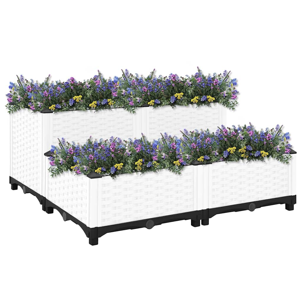 vidaXL Raised Planter, Polypropylene, 80x80x38 cm, Light Grey - Image 3 of 33