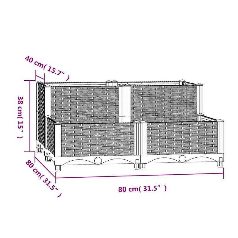 vidaXL Fioriera Rialzata 80x40x38 cm in Polipropilene - Image 34 of 50