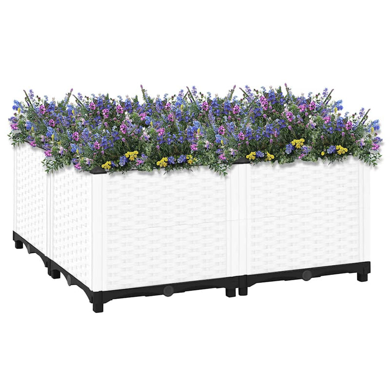 vidaXL Raised Planter, Polypropylene, 80x80x38 cm, Light Grey - Image 6 of 33