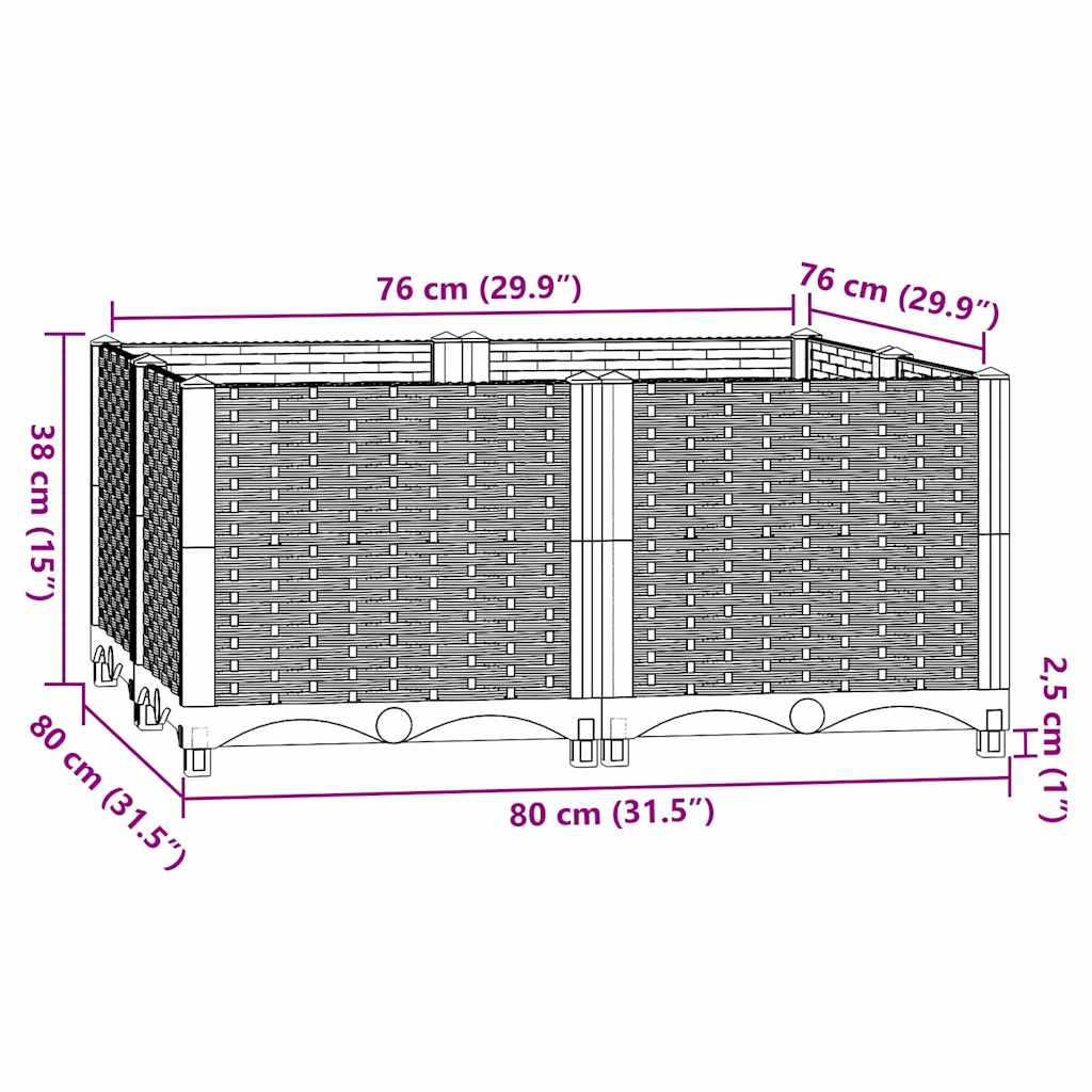 vidaXL Raised Planter, Polypropylene, 80x80x38 cm, Light Grey - Image 19 of 33