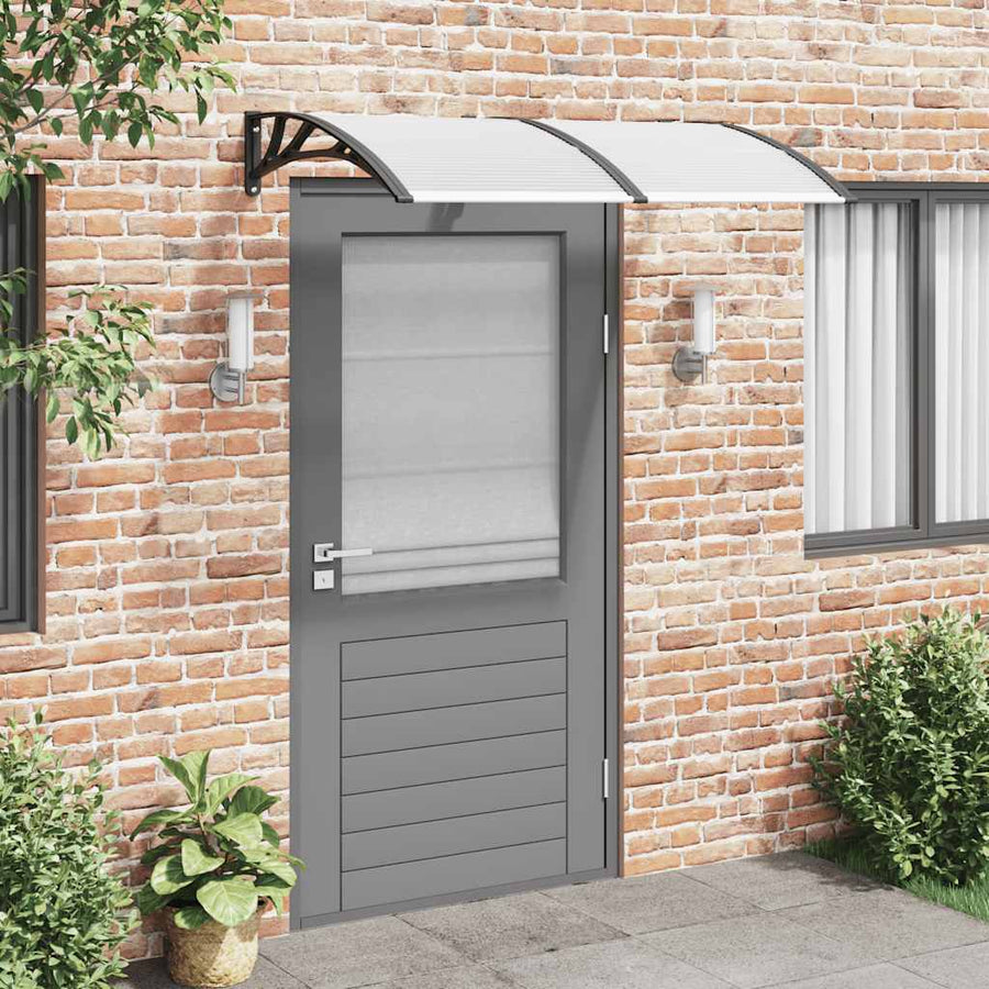 Tettoia per Porta in Policarbonato 150x75 cm Nero e Trasparente - immagine 1 | SolPatio