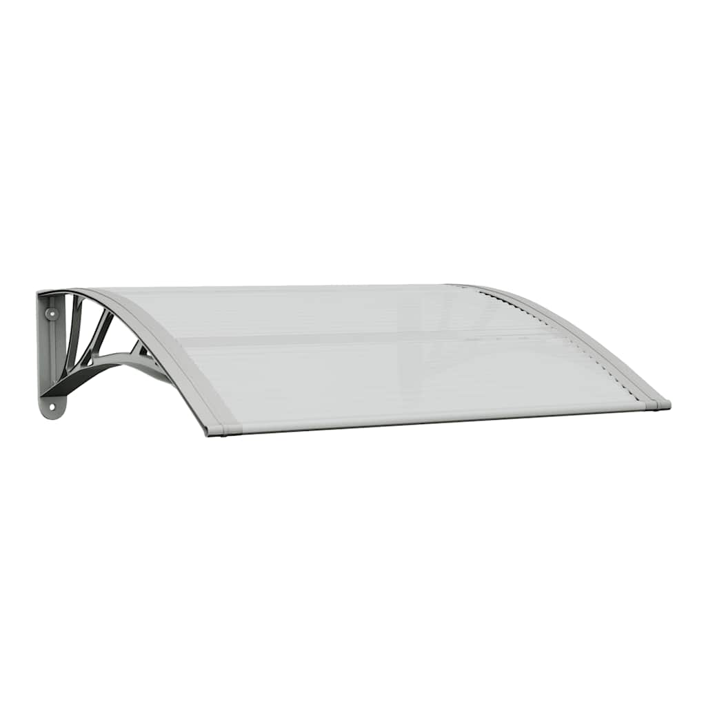 vidaXL Door Awning Polycarbonate 80x75 cm Grey Transparent - Image 4 of 12