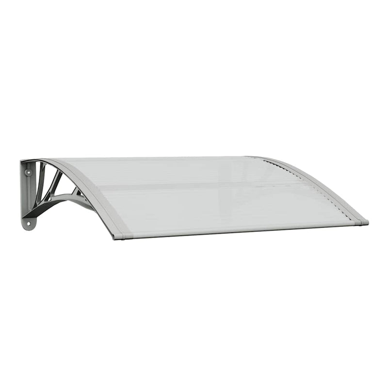 vidaXL Door Awning Polycarbonate 80x75 cm Grey Transparent - Image 4 of 12