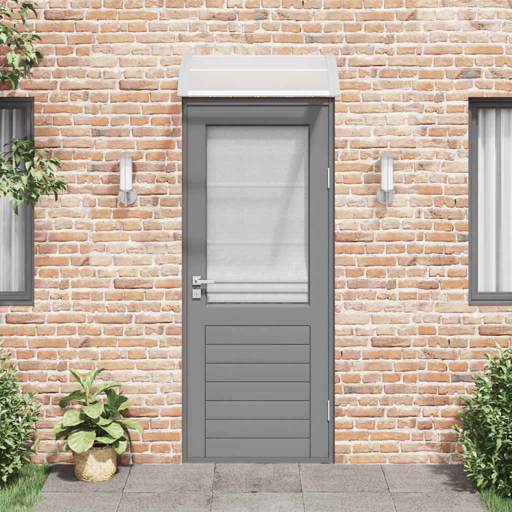 vidaXL Door Awning Polycarbonate 80x75 cm Grey Transparent - Image 5 of 12