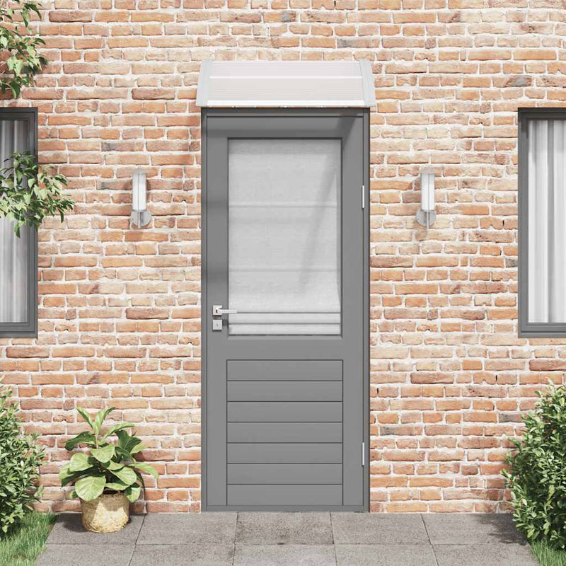 vidaXL Door Awning Polycarbonate 80x75 cm Grey Transparent - Image 5 of 12