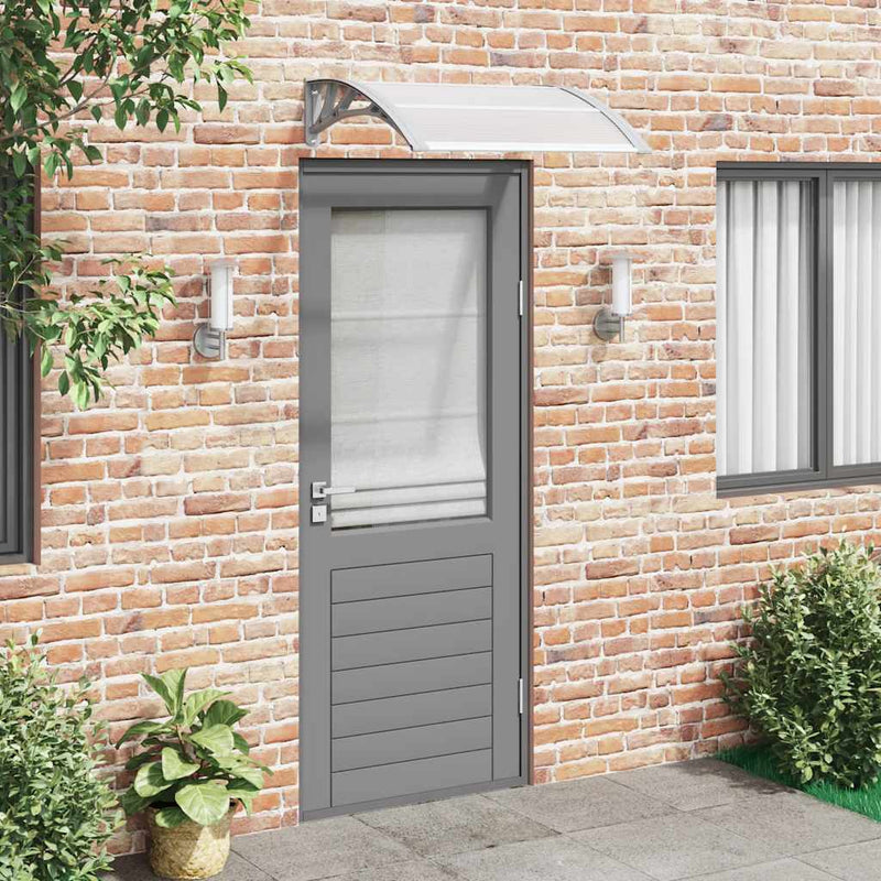 vidaXL Door Awning Polycarbonate 80x75 cm Grey Transparent - Image 1 of 12