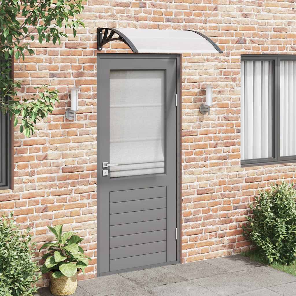 SolPatio Tettoia Pensilina per Porta 150x75 cm in Policarbonato e Alluminio Nero/Trasparente - Image 2 of 24