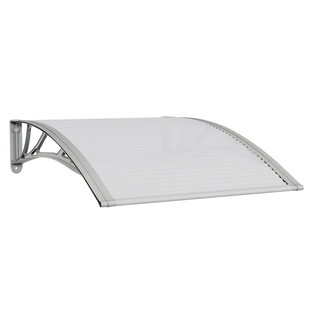 vidaXL Door Awning Polycarbonate 80x75 cm Grey Transparent - Image 3 of 12
