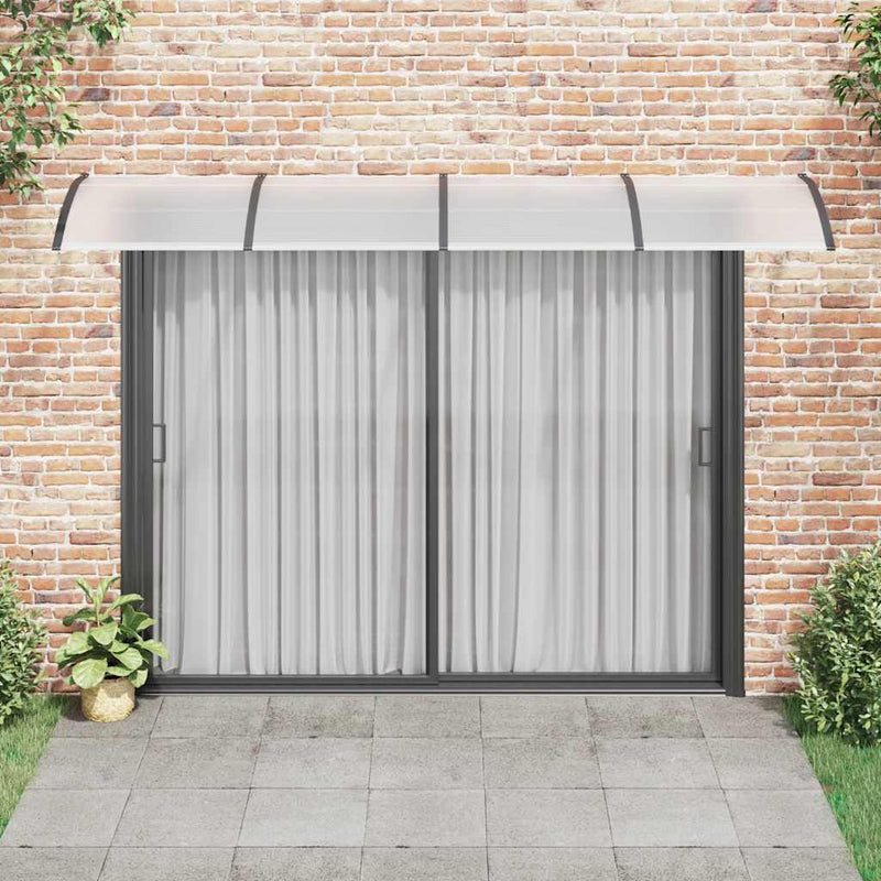 vidaXL Polycarbonate Door Awning, 350x100 cm, Black - Image 6 of 12