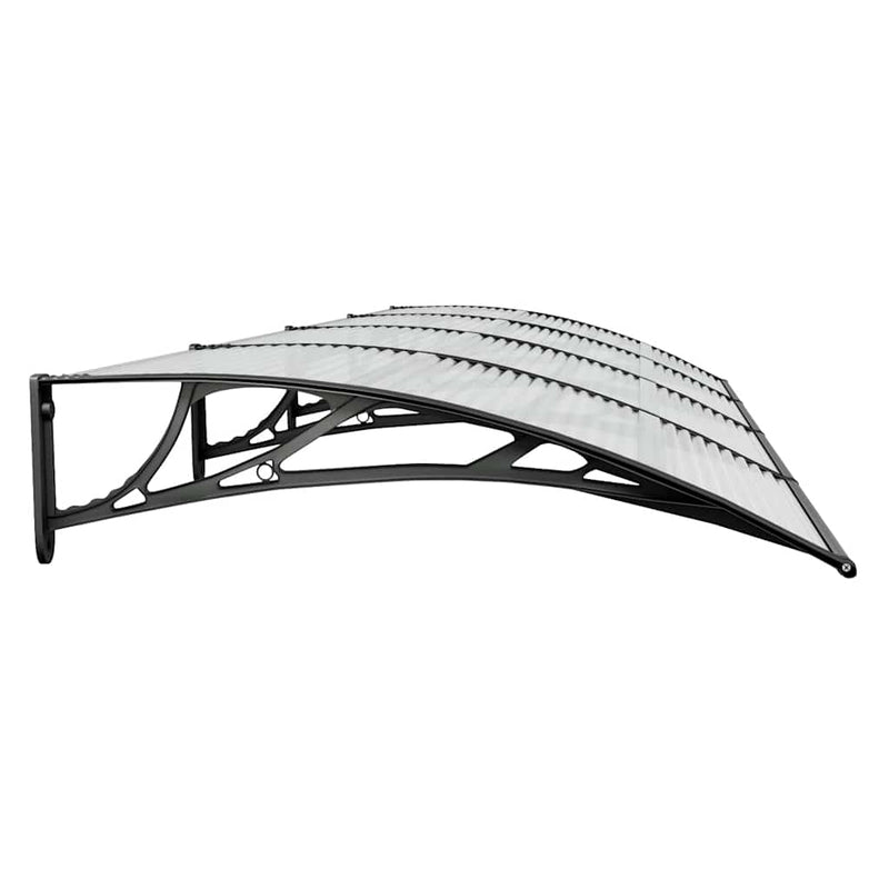 vidaXL Polycarbonate Door Awning, 350x100 cm, Black - Image 7 of 12