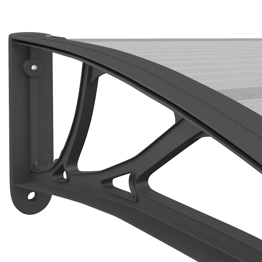 vidaXL Polycarbonate Door Awning, 350x100 cm, Black - Image 10 of 12