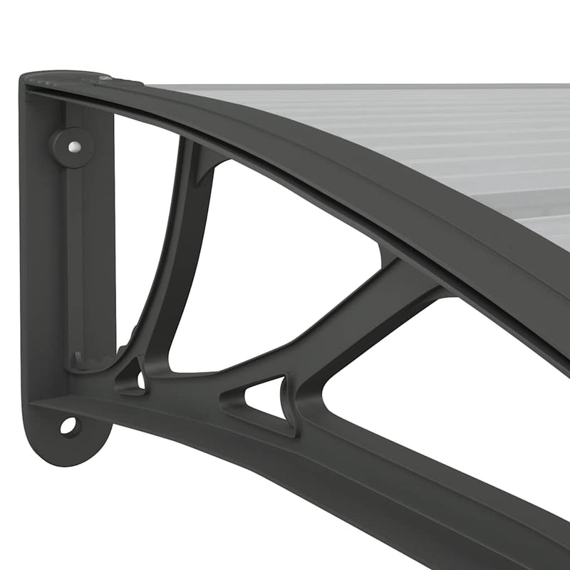 vidaXL Polycarbonate Door Awning, 350x100 cm, Black - Image 10 of 12