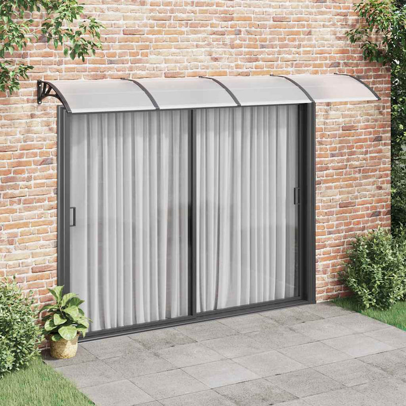 vidaXL Polycarbonate Door Awning, 350x100 cm, Black - Image 1 of 12