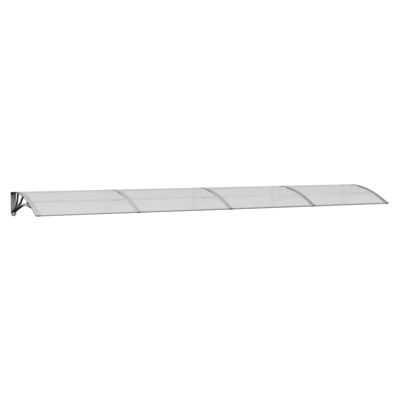 vidaXL Marquesina para puerta de policarbonato 400x75 cm gris y transparente - Image 2 of 6