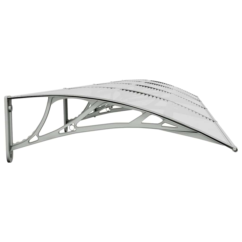 vidaXL Marquesina para puerta de policarbonato 400x75 cm gris y transparente - Image 4 of 6