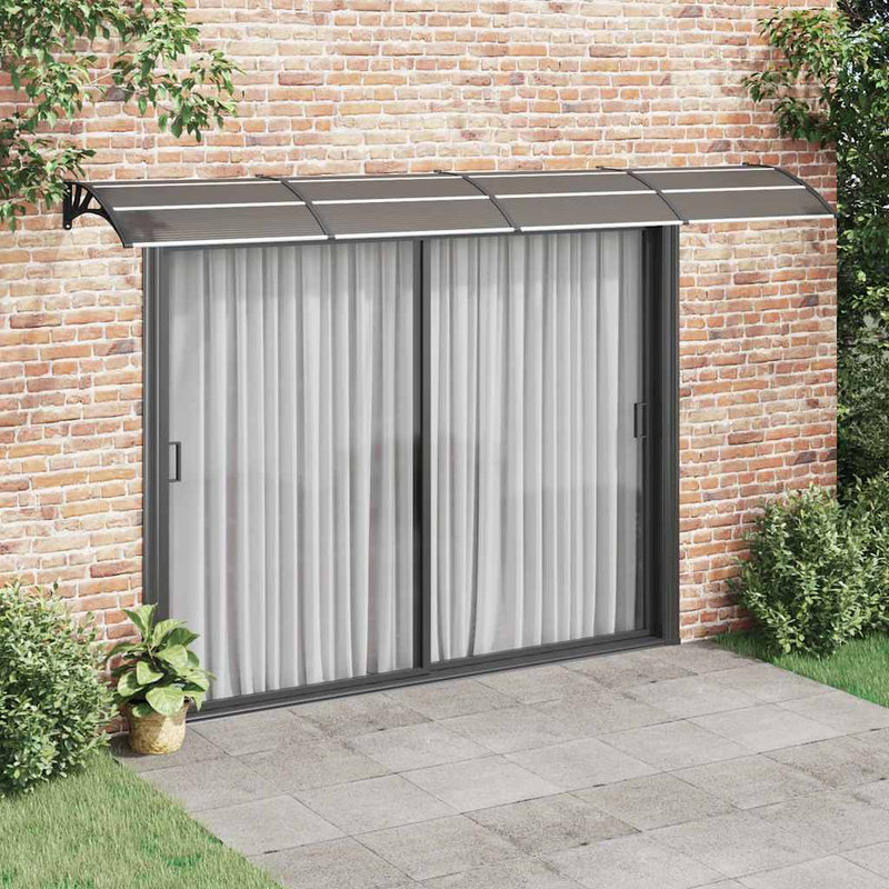 vidaXL Door Canopy, Polycarbonate and Aluminum, 400x100 cm, Black - Image 1 of 6