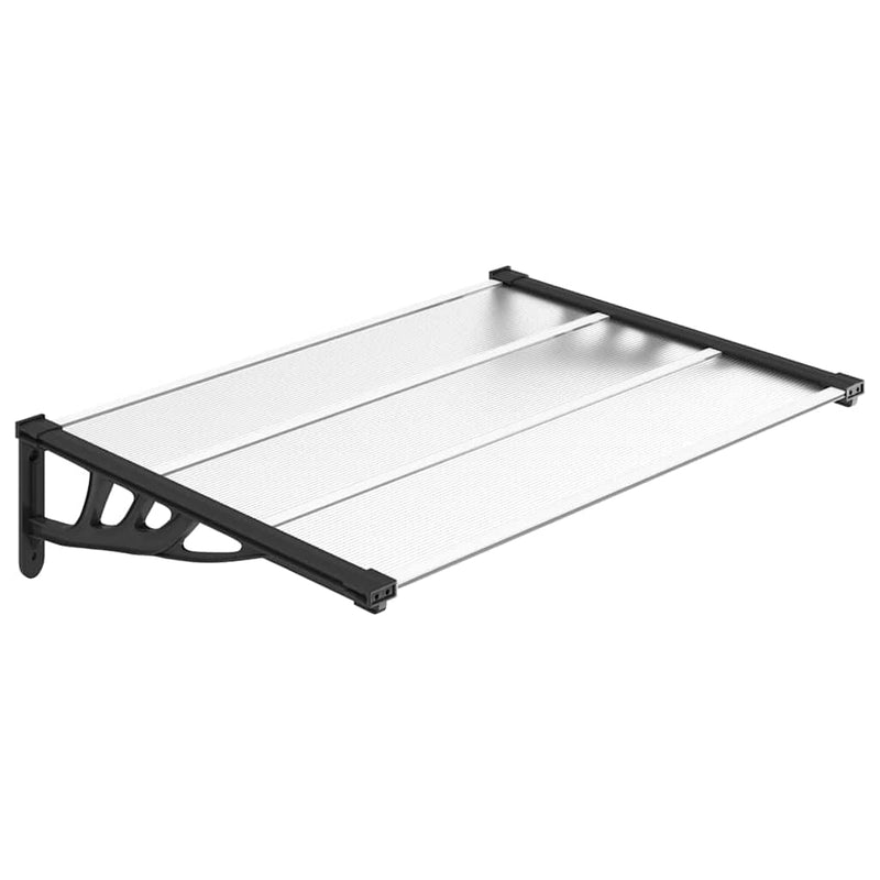 Marquesina para puerta vidaXL de policarbonato 122x90 cm Negro y transparente - Image 6 of 15