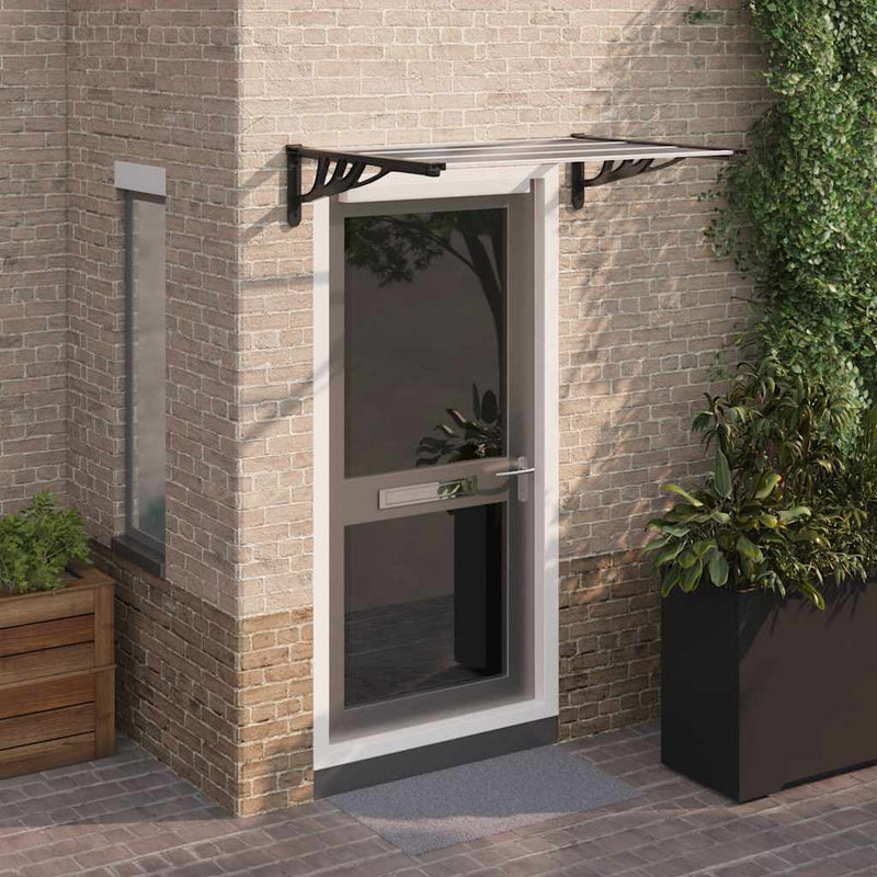 Marquesina para puerta vidaXL de policarbonato 122x90 cm Negro y transparente - Image 1 of 15