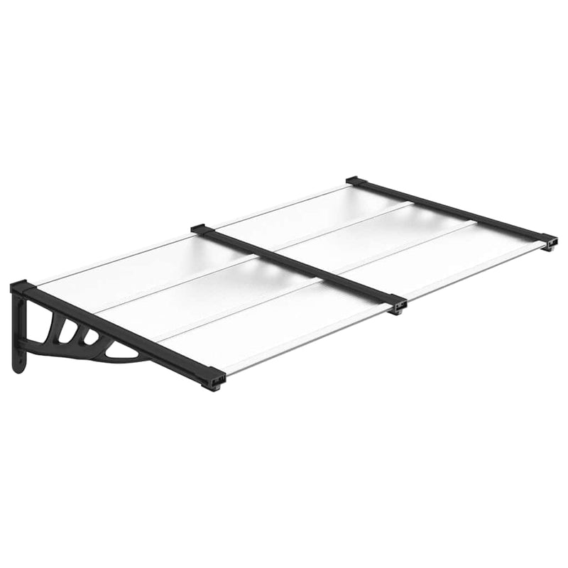 Tettoia per Porta in Policarbonato e Alluminio 152,5x90 cm Nero e Trasparente - immagine 5 | SolPatio - Image 5 of 15