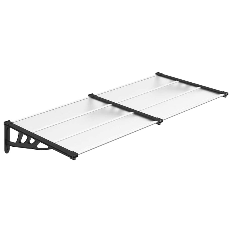 Marquesina para puerta vidaXL de policarbonato 122x90 cm Negro y transparente - Image 5 of 15