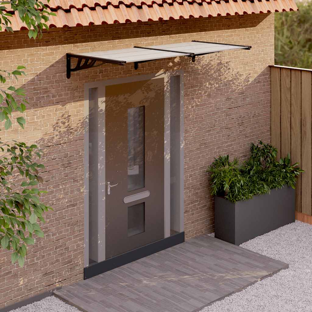 Marquesina para puerta vidaXL de policarbonato 122x90 cm Negro y transparente - Image 3 of 15