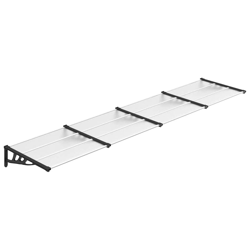 vidaXL Door Canopy Polycarbonate 396x90 cm Black and Transparent - Image 2 of 5