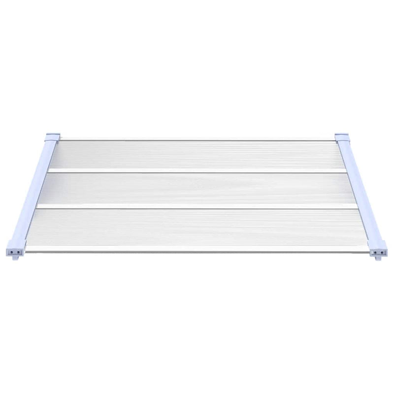 vidaXL Door Canopy, Polycarbonate and Aluminum, 122x90 cm, Grey and Transparent - Image 11 of 20