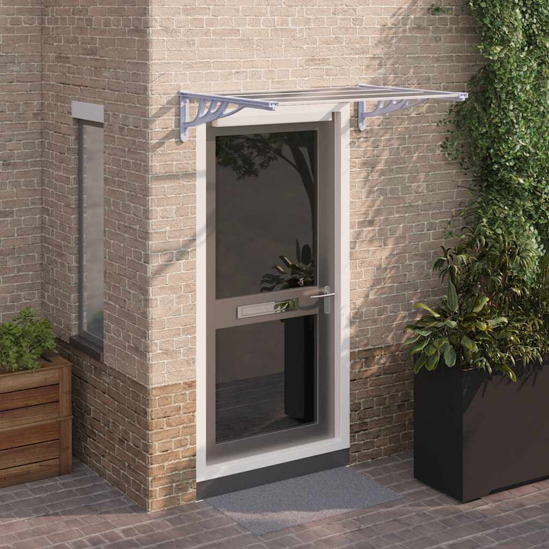 vidaXL Door Canopy, Polycarbonate and Aluminum, 122x90 cm, Grey and Transparent - Image 1 of 20