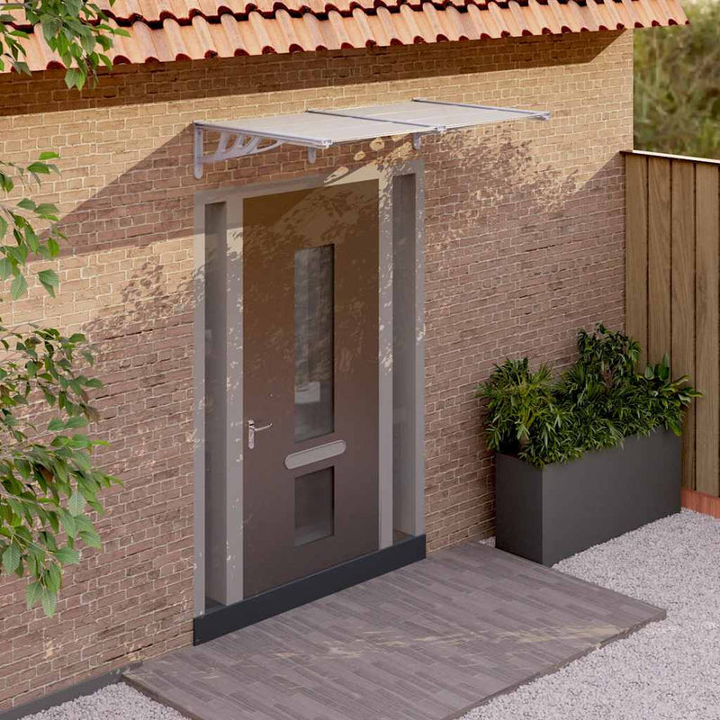Toldo para puerta vidaXL de policarbonato 152,5x90 cm Gris y transparente - Image 1 of 15