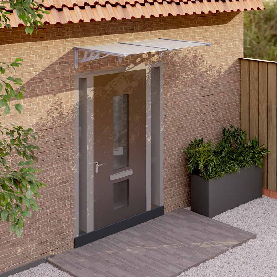 Tettoia per Porta Policarbonato 152,5x90cm Grigio e Trasparente - immagine 1 | SolPatio