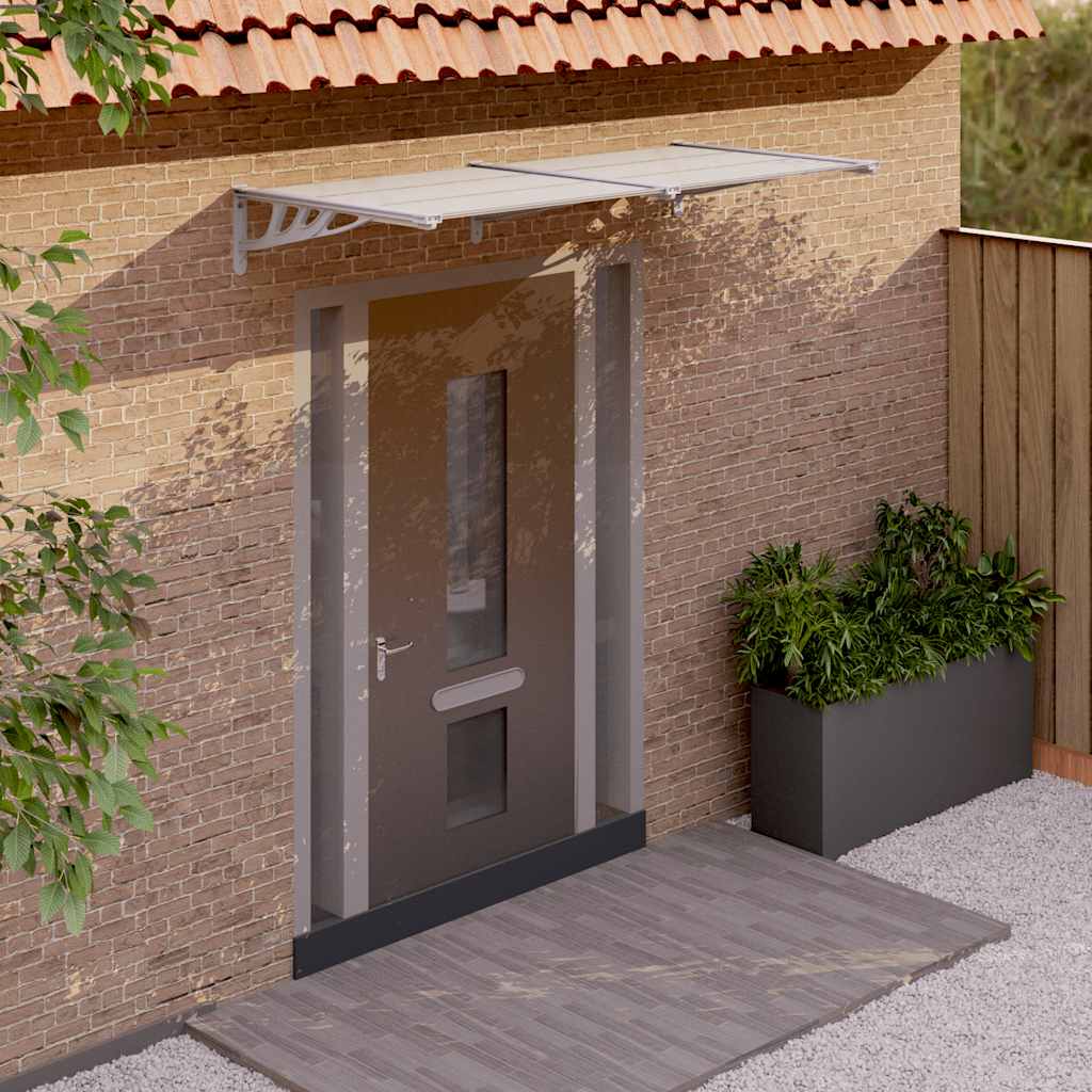 vidaXL Door Canopy, Polycarbonate and Aluminum, 122x90 cm, Grey and Transparent - Image 4 of 20