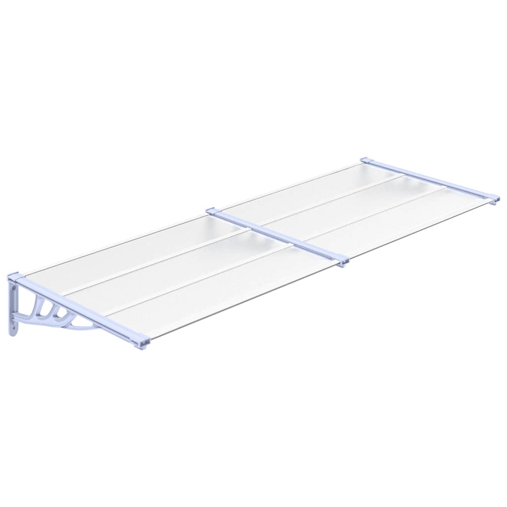 vidaXL Marquesina para Puerta de Policarbonato y Aluminio 239x90 cm Gris y Transparente - Image 6 of 15