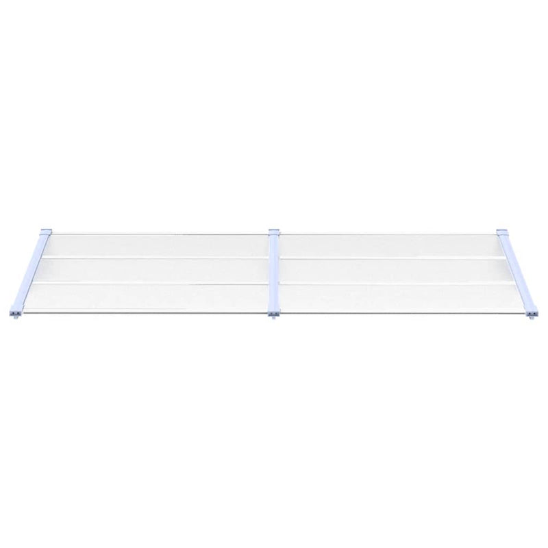 vidaXL Marquesina para Puerta de Policarbonato y Aluminio 239x90 cm Gris y Transparente - Image 8 of 15