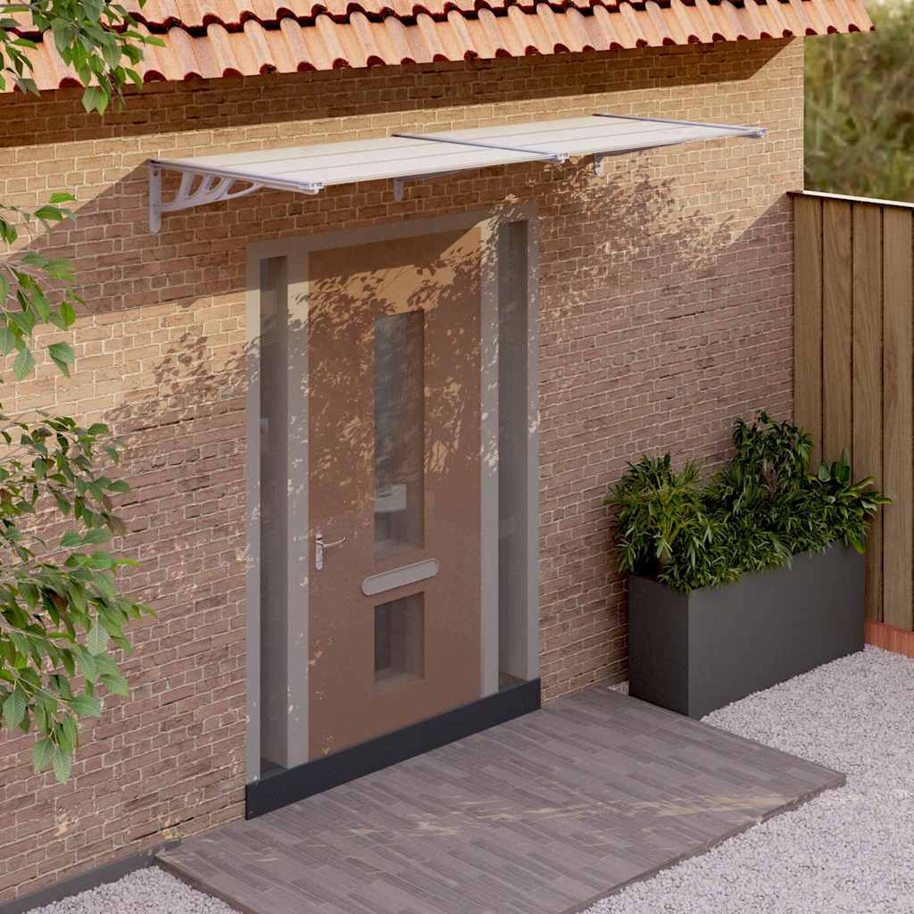 vidaXL Marquesina para Puerta de Policarbonato y Aluminio 239x90 cm Gris y Transparente - Image 1 of 15