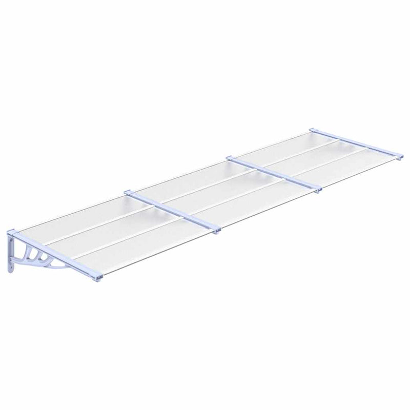 vidaXL Door Awning Polycarbonate 297.5x90x27.5 cm Grey and Transparent - Image 2 of 5
