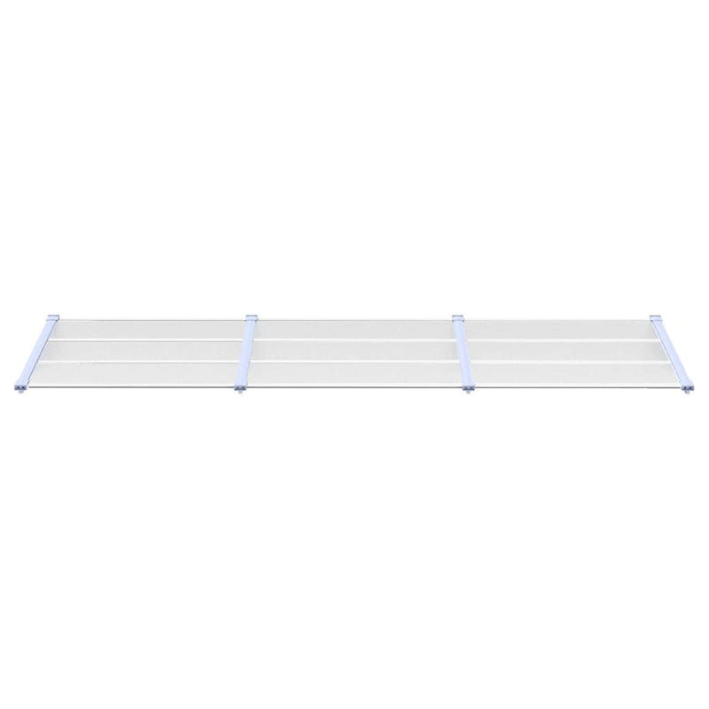 vidaXL Door Awning Polycarbonate 297.5x90x27.5 cm Grey and Transparent - Image 3 of 5