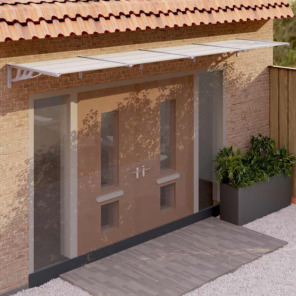 vidaXL Door Canopy, Polycarbonate and Aluminum, 122x90 cm, Grey and Transparent - Image 3 of 20