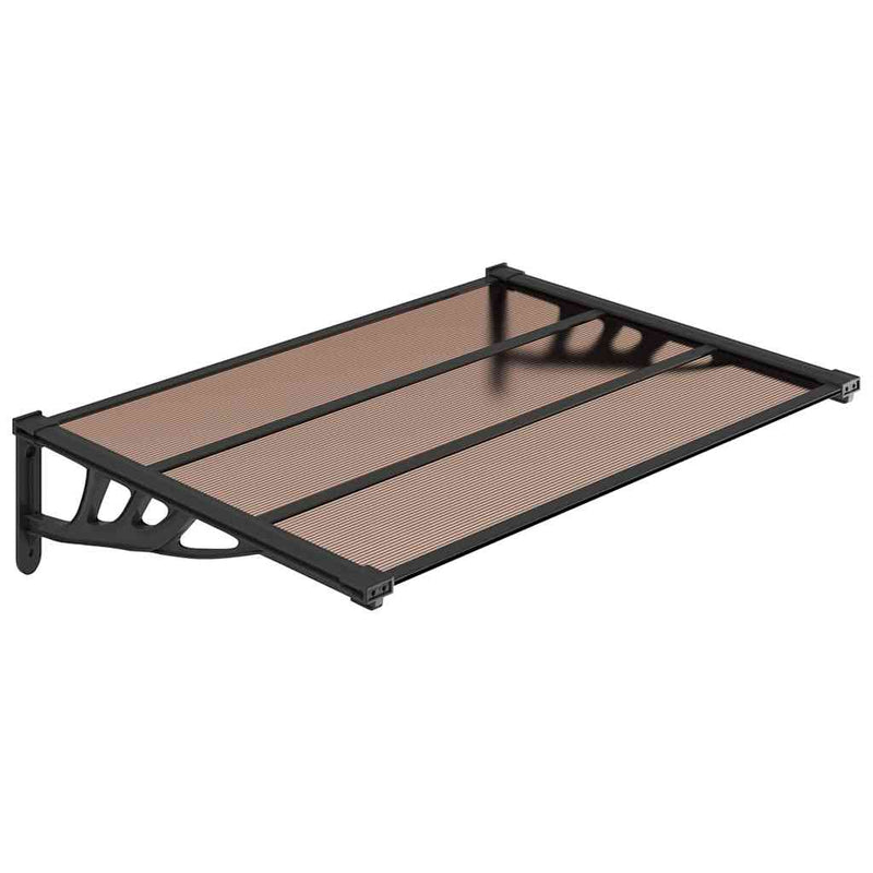 Toldo para puerta vidaXL de policarbonato y aluminio 122x90 cm, negro - Image 3 of 10