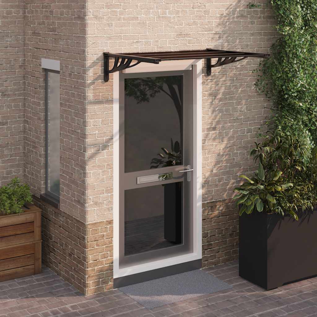 Toldo para puerta vidaXL de policarbonato y aluminio 122x90 cm, negro - Image 1 of 10