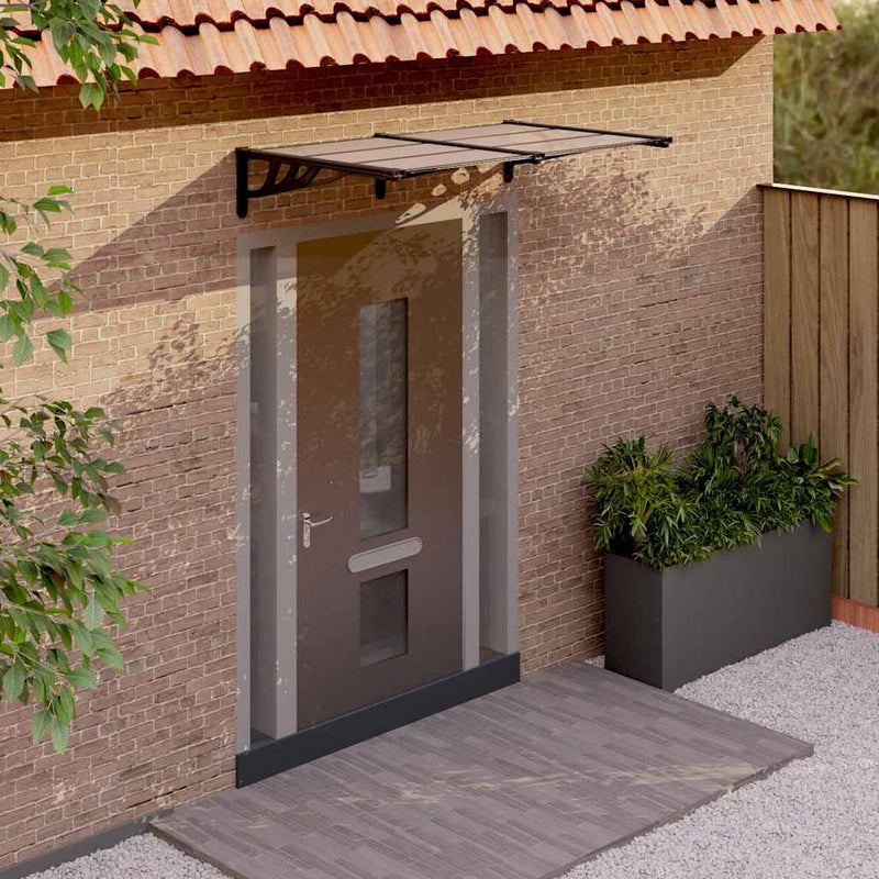 vidaXL Polycarbonate Door Awning, 152.5x90 cm, Black - Image 1 of 15